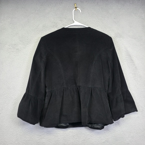 Style and Co Blazer Womens 12 Black Corduroy Stretch Peplum Preppy Cropped Y2K - Picture 3 of 12